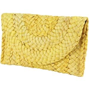 Yellow Woven Clutch Bag